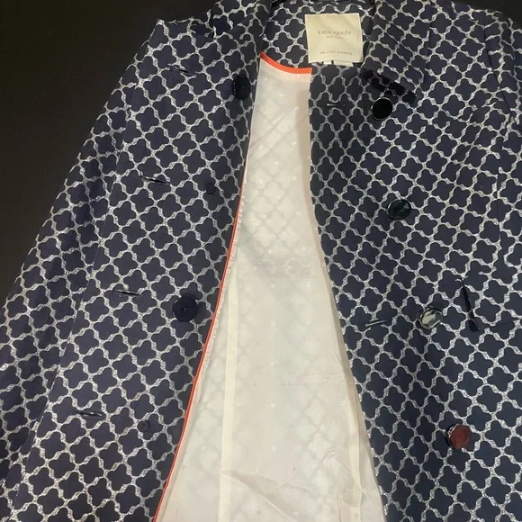 Kate Spade Navy and White Patterned Pea Coat - Picture 4 of 7